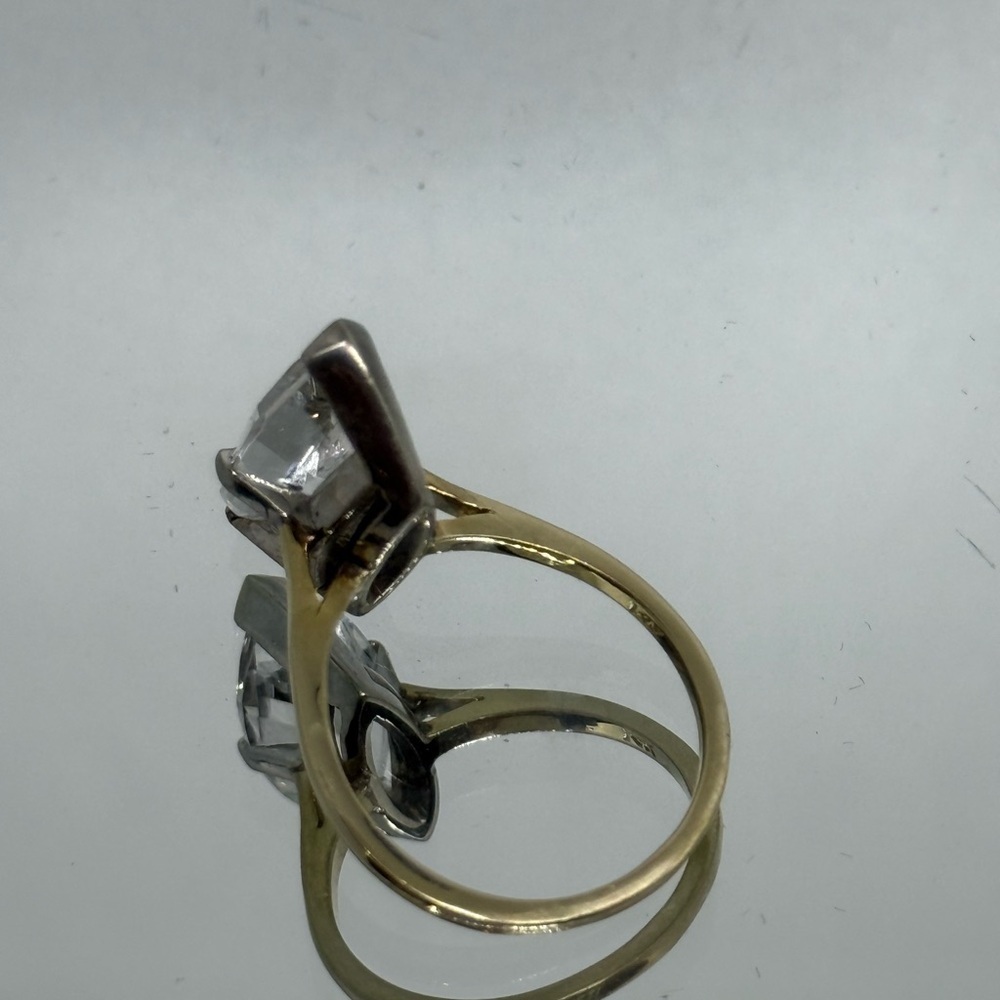 14k Solid White & Yellow Gold, large Marquise White Spinel Ring - Picture 10 of 10